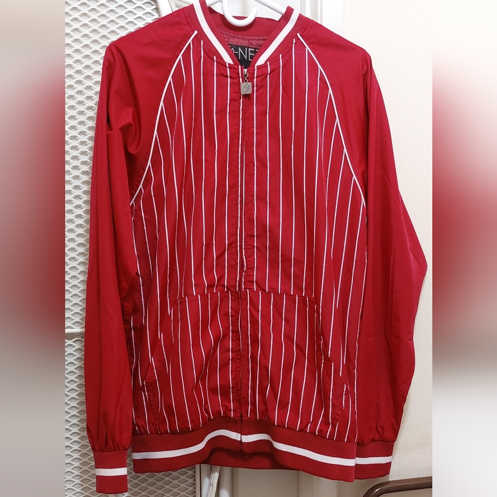 Men's Red Striped Bomber Jacket - G-Net